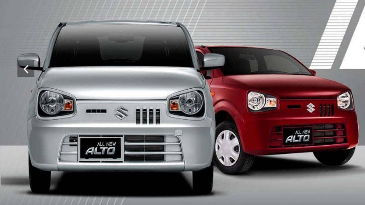 Suzuki Alto cars in silver and red