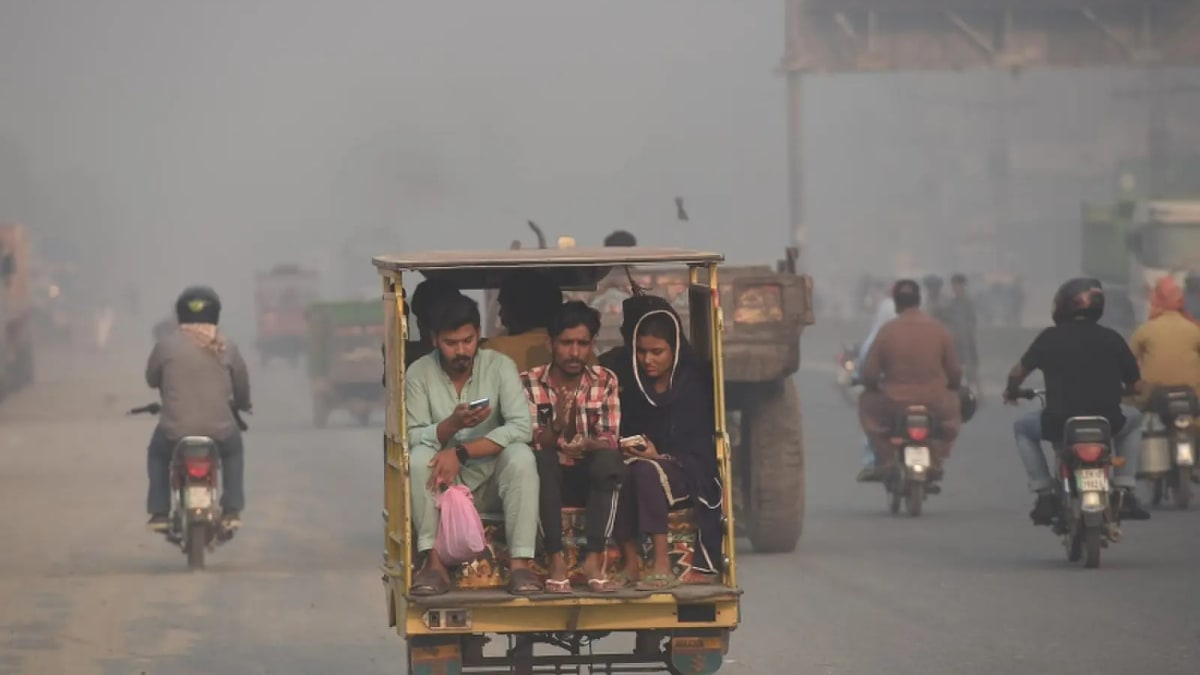 Smog hangs over Lahore in the early morning