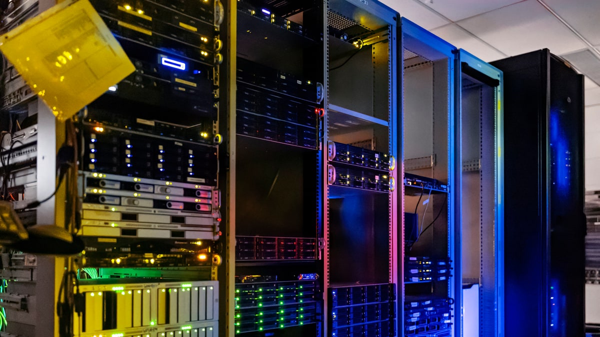 Racks of servers in a data centre