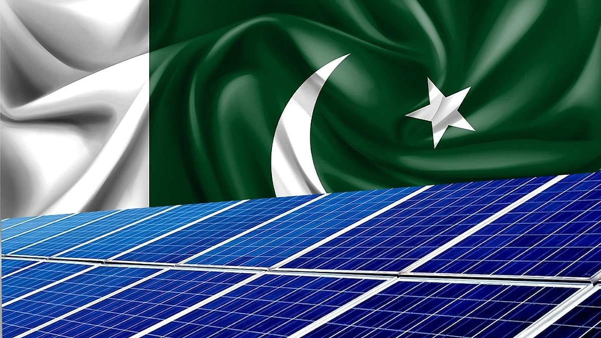 Solar panels on a rooftop in Pakistan